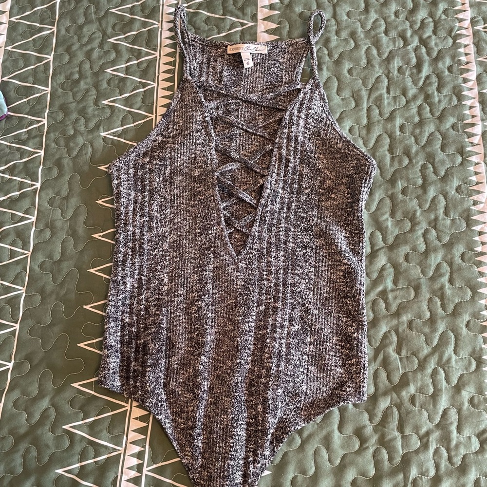 2015 Low cut criss cross bodysuit
